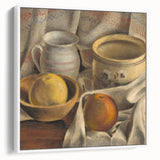 Modern Wall Art - Still Life with Ceramic Pots and Apples in Neutral Tones