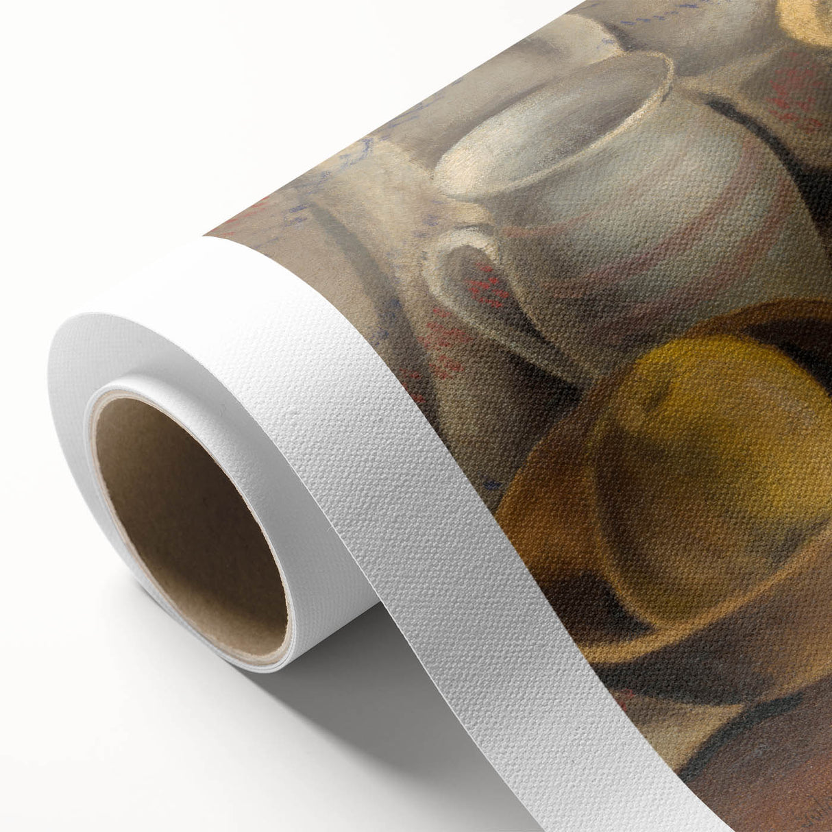 Modern Wall Art - Still Life with Ceramic Pots and Apples in Neutral Tones