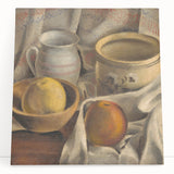 Modern Wall Art - Still Life with Ceramic Pots and Apples in Neutral Tones