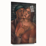 Modern Wall Art - Expressive Portrait of Lovers in Warm Earthy Tones
