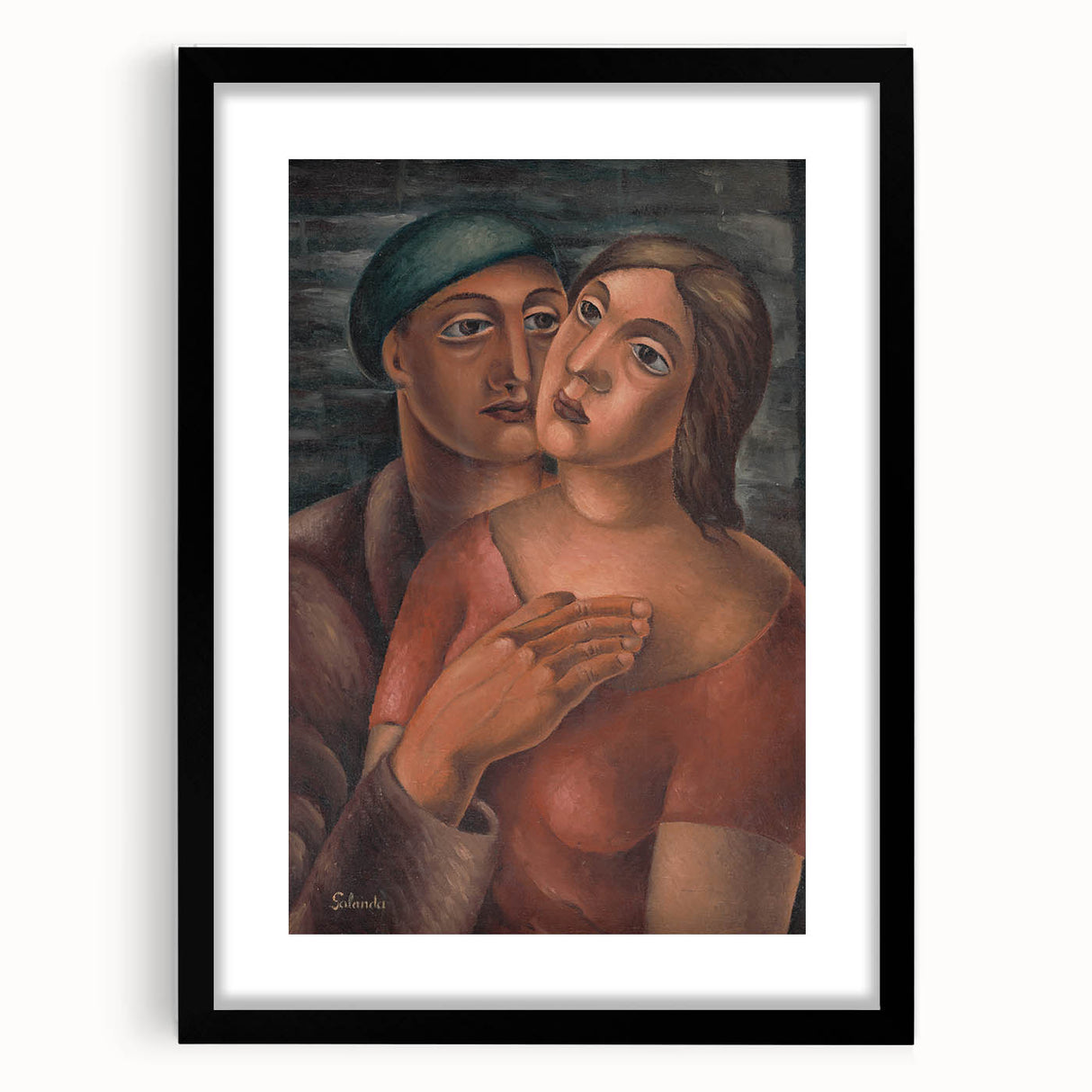 Modern Wall Art - Expressive Portrait of Lovers in Warm Earthy Tones