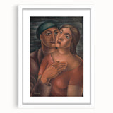 Modern Wall Art - Expressive Portrait of Lovers in Warm Earthy Tones