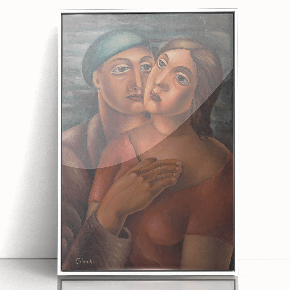 Modern Wall Art - Expressive Portrait of Lovers in Warm Earthy Tones