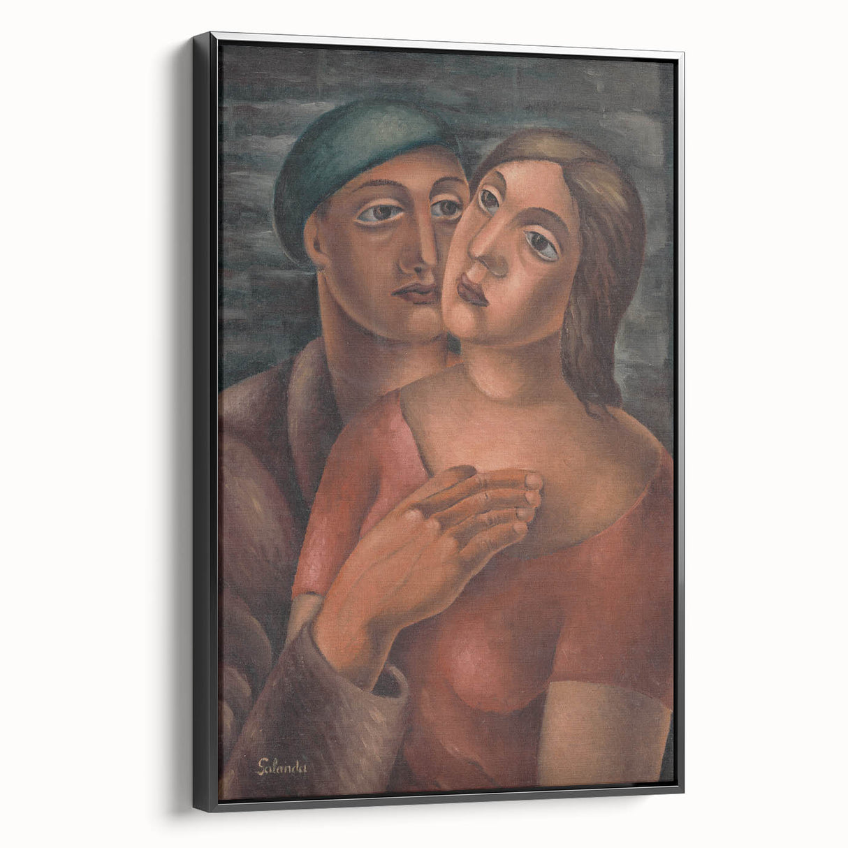 Modern Wall Art - Expressive Portrait of Lovers in Warm Earthy Tones