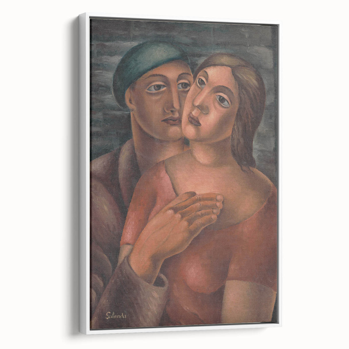 Modern Wall Art - Expressive Portrait of Lovers in Warm Earthy Tones