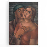 Modern Wall Art - Expressive Portrait of Lovers in Warm Earthy Tones