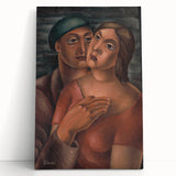 Modern Wall Art - Expressive Portrait of Lovers in Warm Earthy Tones