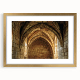 Elegant gold-framed landscape artwork depicting a historic castle surrounded by lush greenery, perfect for enhancing home decor with a touch of sophistication. Framed with a mat for an elevated presentation.