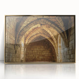 Framed acrylic artwork showcasing a picturesque landscape with a castle, highlighted by a luxurious gold frame, enhancing any home decor. Ideal for art lovers seeking elegant wall accents.