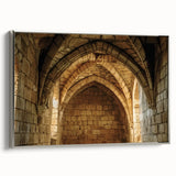 Framed canvas artwork showcasing a stunning landscape with a castle, elegantly bordered in silver. Perfect for enhancing home decor with a touch of sophistication.