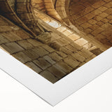 Rolled canvas artwork showcasing a vibrant landscape featuring a majestic castle surrounded by lush greenery and a serene sky, ideal for home decor.