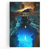 Stretched canvas artwork showcasing a vibrant landscape with intricate cave formations in rich earthy tones, perfect for enhancing home decor with natural elegance.