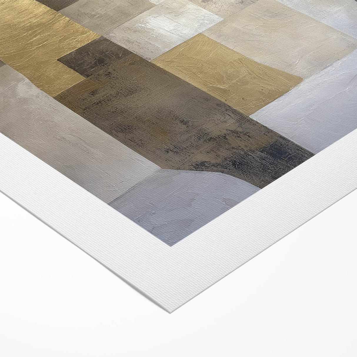 Gold and Gray Bedroom Wall Art – Modern Abstract Canvas Print