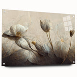 Timeless Floral Elegance - Beige & Blue Living Room Wall Art