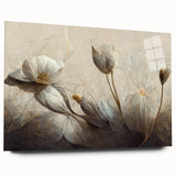 Timeless Floral Elegance - Beige & Blue Living Room Wall Art