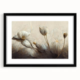 Timeless Floral Elegance - Beige & Blue Living Room Wall Art
