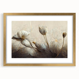 Timeless Floral Elegance - Beige & Blue Living Room Wall Art