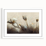 Timeless Floral Elegance - Beige & Blue Living Room Wall Art