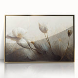 Timeless Floral Elegance - Beige & Blue Living Room Wall Art