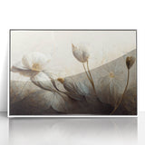 Timeless Floral Elegance - Beige & Blue Living Room Wall Art