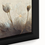 Timeless Floral Elegance - Beige & Blue Living Room Wall Art