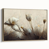 Timeless Floral Elegance - Beige & Blue Living Room Wall Art