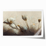 Timeless Floral Elegance - Beige & Blue Living Room Wall Art
