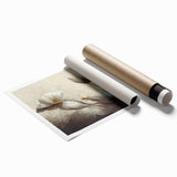 Timeless Floral Elegance - Beige & Blue Living Room Wall Art