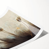 Timeless Floral Elegance - Beige & Blue Living Room Wall Art