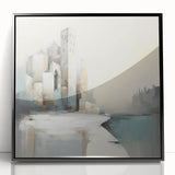 Framed abstract architecture wall art featuring black acrylic design, showcasing intricate geometric patterns against a sleek backdrop, perfect for modern decor.