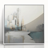 Framed abstract architecture wall art with a sleek white background, emphasizing geometric shapes and modern design, perfect for contemporary decor.