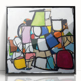 Framed abstract geometric wall art in black acrylic, showcasing intricate patterns and sharp angles, perfect for modern home decor. Ideal for adding a contemporary touch to living spaces or offices.