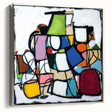 Abstract geometric framed canvas art showcasing a silver color palette with sharp angles and modern design elements, perfect for contemporary home decor.