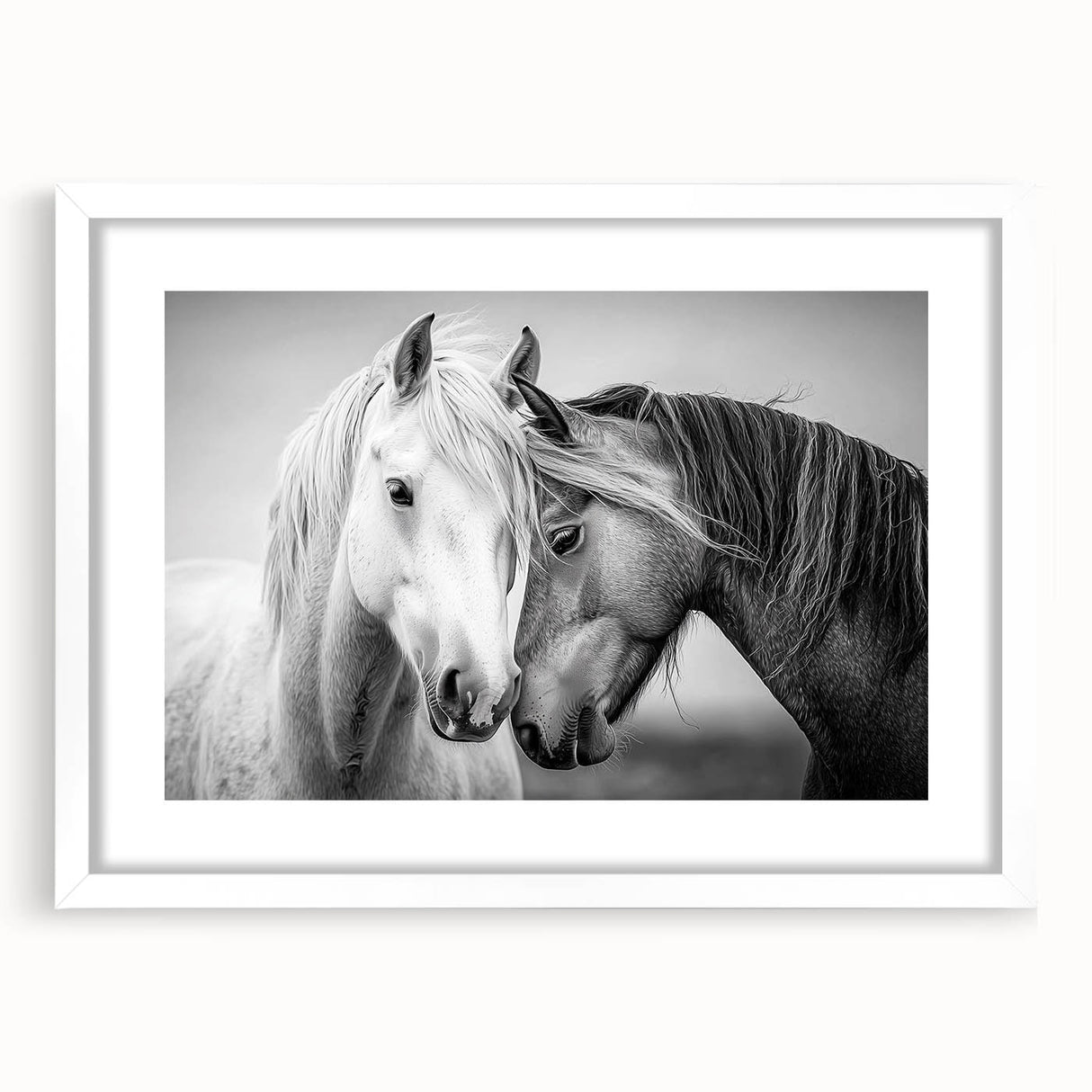 Framed animal art print with a white mat, showcasing a vibrant illustration of various wildlife against a neutral background, perfect for home decor.