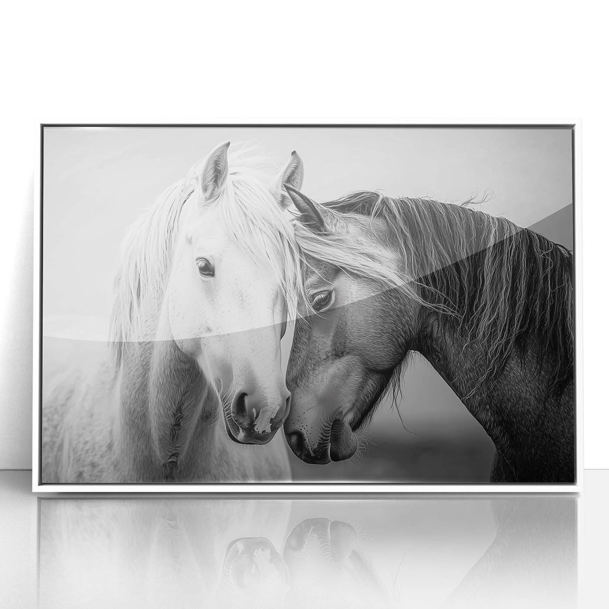 Framed acrylic wall art featuring a vibrant animal design with a sleek white border, ideal for modern home decor. This artwork adds a touch of nature-inspired elegance to any room, enhancing aesthetic appeal.