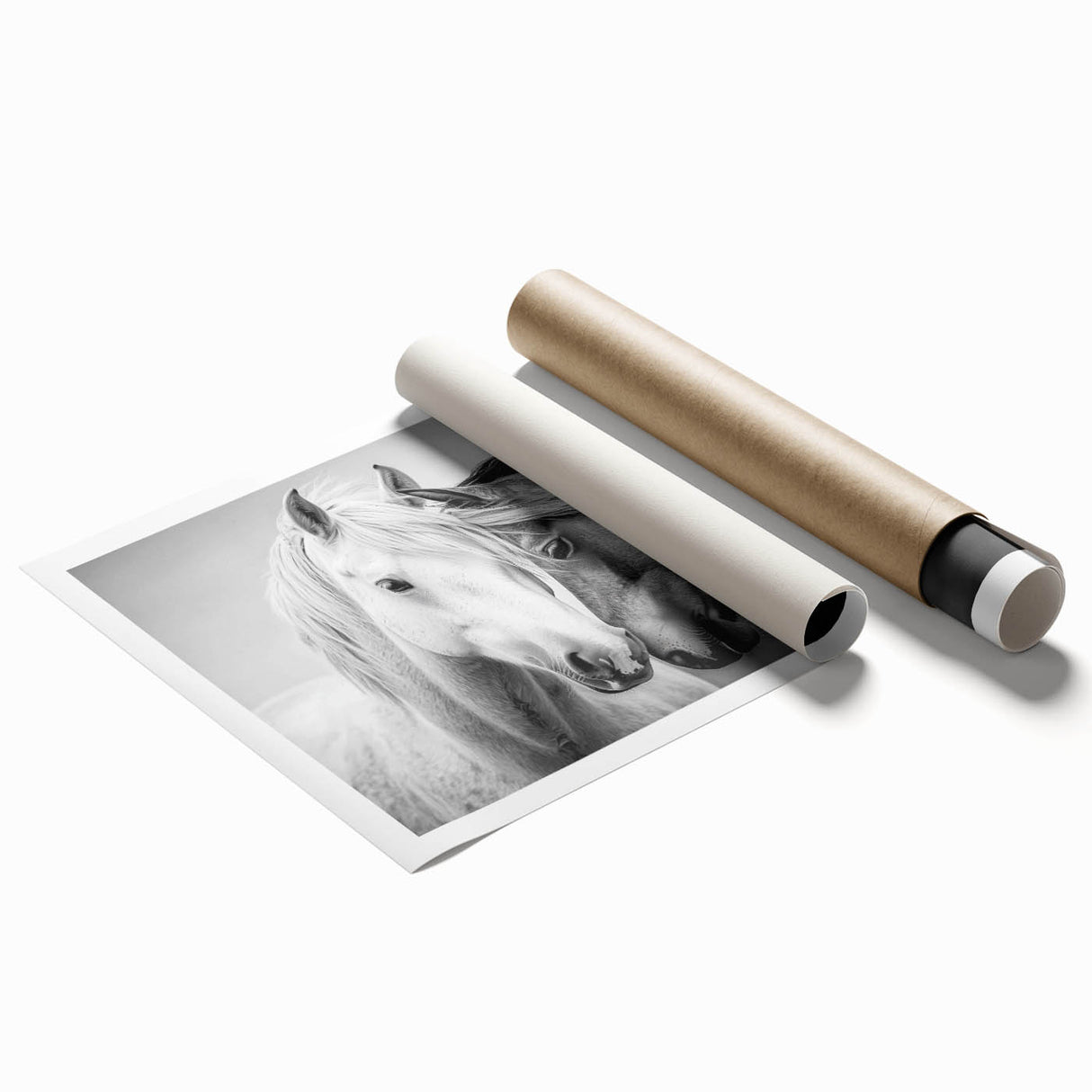 Rolled canvas print showcasing a vibrant animal design with intricate details, featuring a colorful depiction of wildlife. Packaged securely in a protective tube for safe delivery.