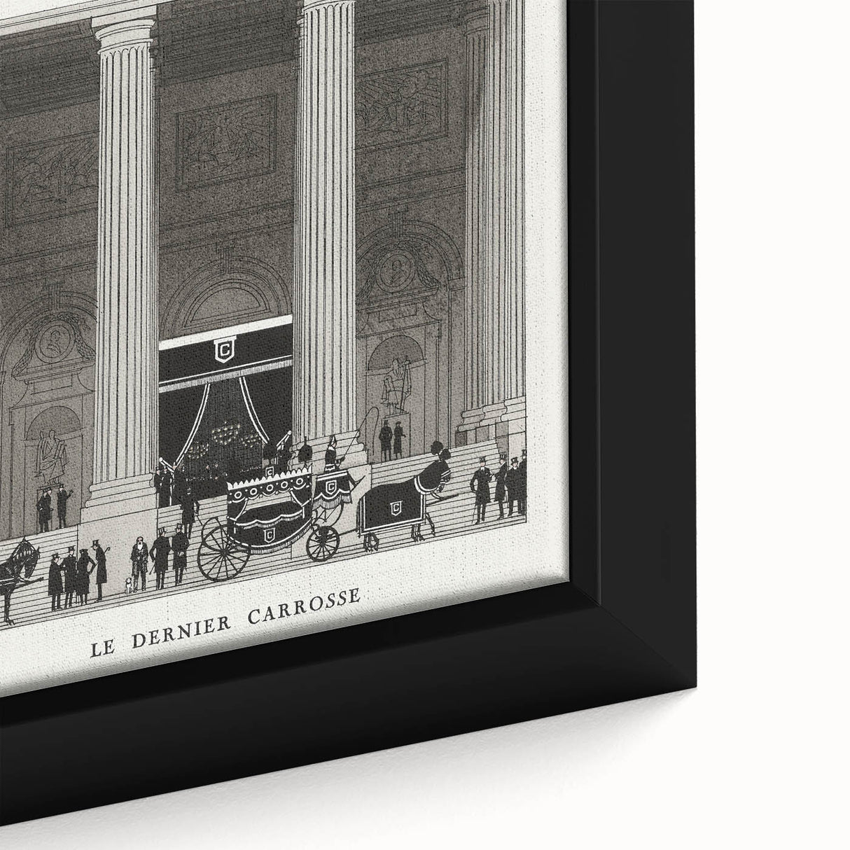 Elegant Art Deco Wall Art – Monochrome Architectural Carriage Scene
