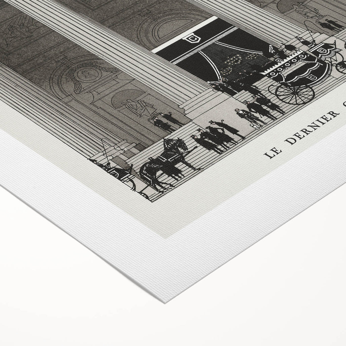 Elegant Art Deco Wall Art – Monochrome Architectural Carriage Scene