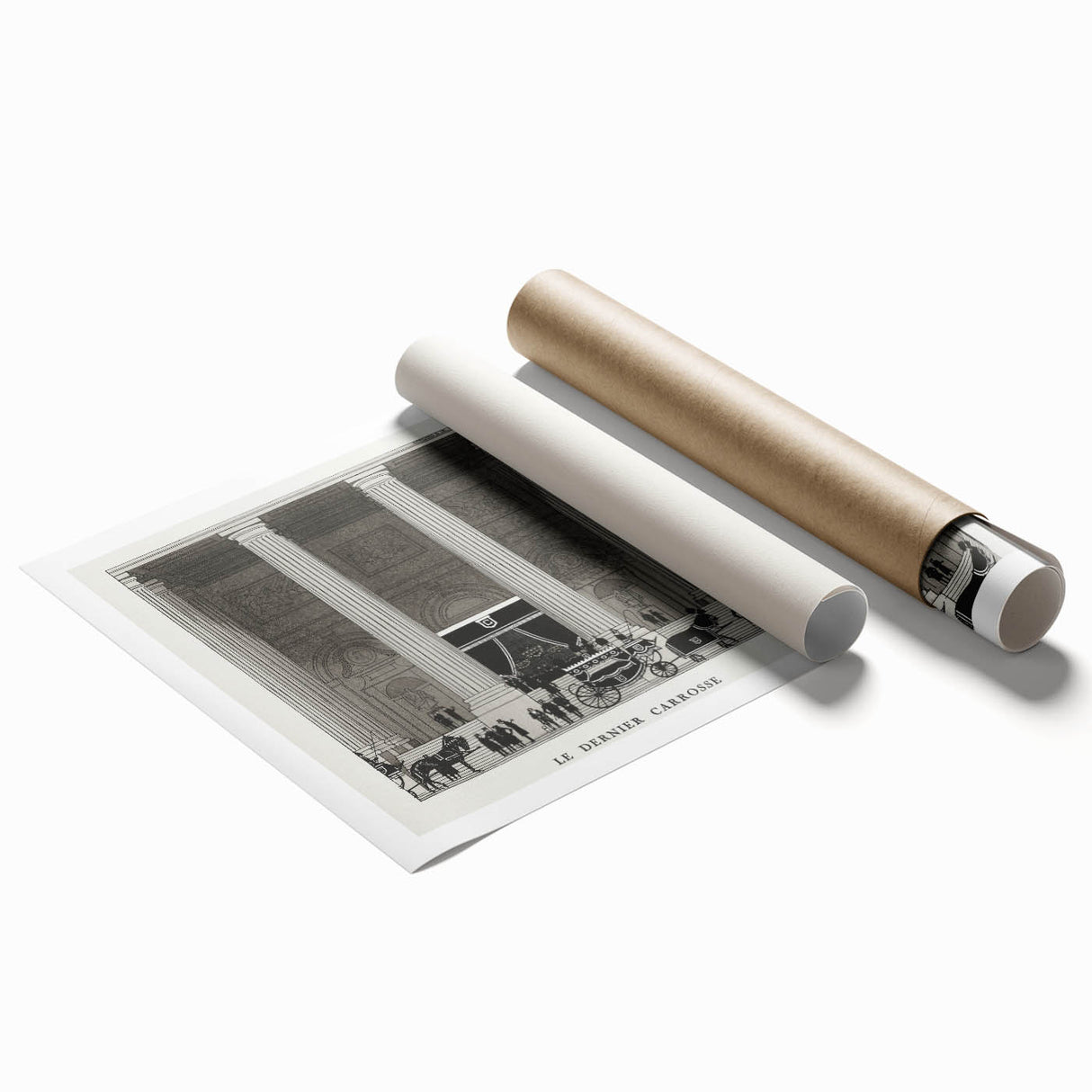 Elegant Art Deco Wall Art – Monochrome Architectural Carriage Scene