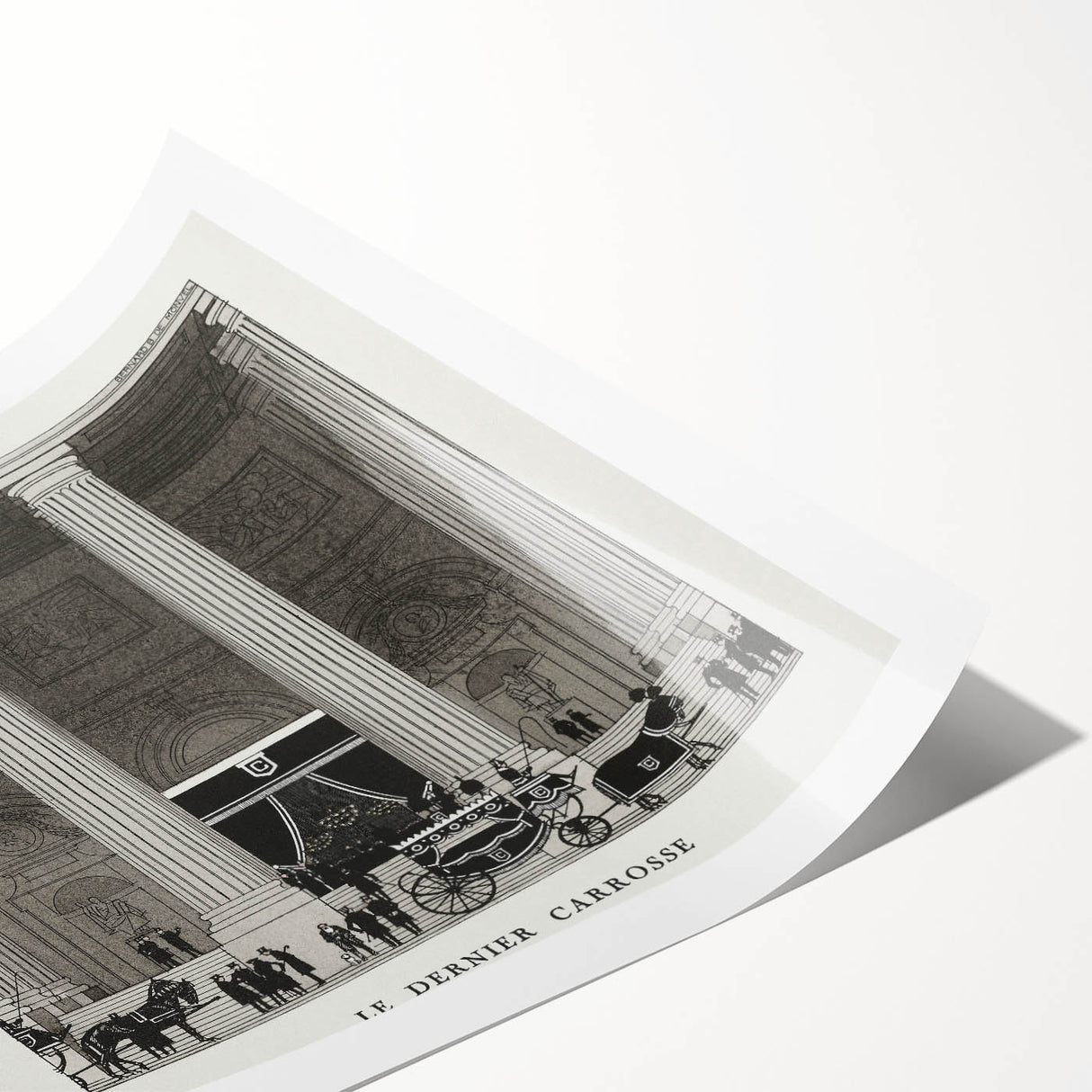 Elegant Art Deco Wall Art – Monochrome Architectural Carriage Scene