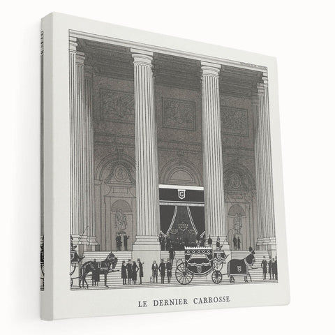 Elegant Art Deco Wall Art – Monochrome Architectural Carriage Scene