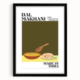 Extra large abstract art print featuring colorful, textured food dishes on a black framed canvas.