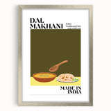 Textured art depicting various abstract food dishes in muted earth tones, framed with a silver mat.