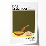 Rolled print depicting various food dishes in muted earth tones, suitable as art wall dining room decor.