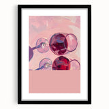 Extra large abstract art print depicting colorful, textured shapes on a black framed canvas, ideal for living room decor.