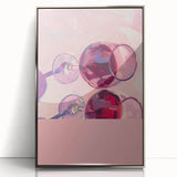 Mid-century modernist art featuring a stylized martini glass in silver and black tones on a framed acrylic.