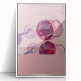 Art deco poster featuring a stylized cocktail, rendered in bold black and white tones on a framed acrylic.