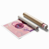 Extra large rolled print featuring a floral art design with muted green and pink tones, ideal for classy bathroom wall art.