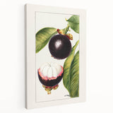Large canvas featuring an array of vividly colored fruits, ideal for kitchen wall art.