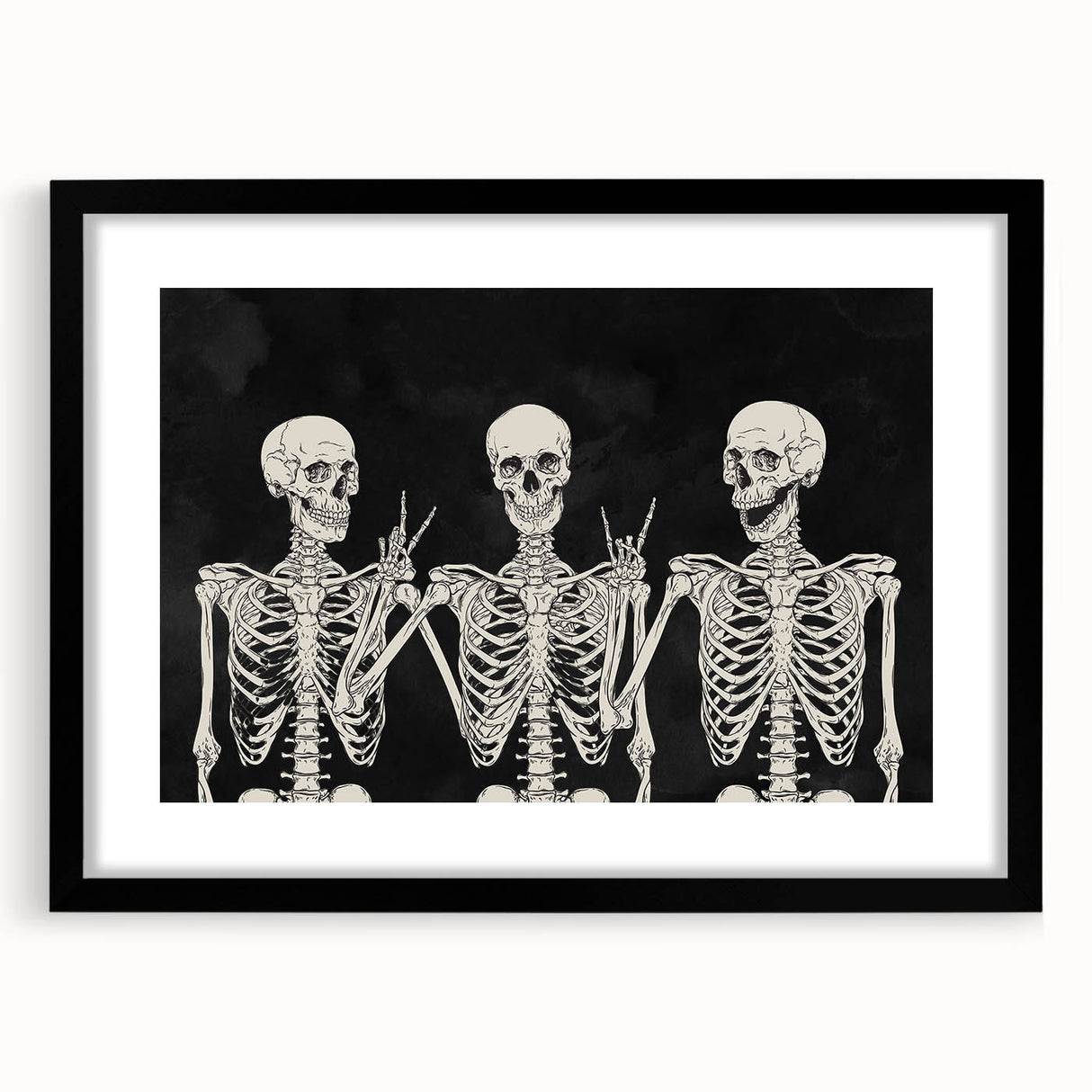 Spooky Wall Art - Trio of Skeletons Halloween Canvas Print